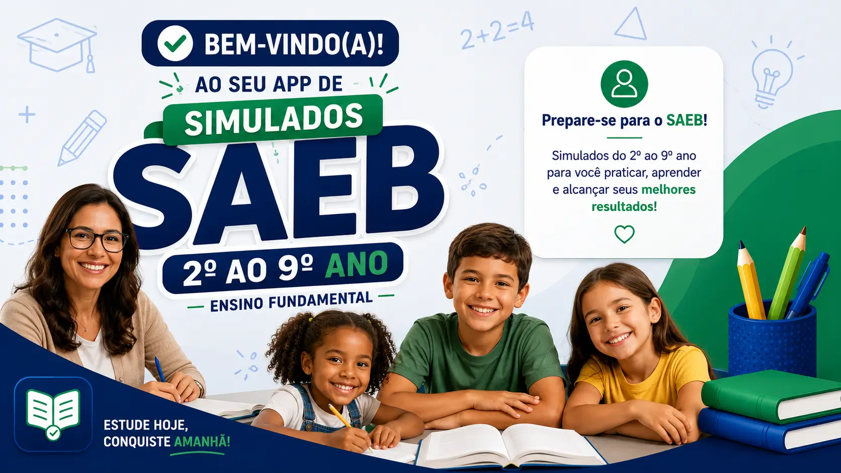 Bem-vindo ao SAEB CLUB — Simulados do 2º ao 9º ano